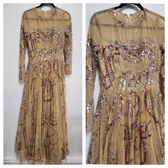 - NWT LONG SLEEVE EMBELLISHED ILLUSION EVENING GOWN Size 6 $ 798 - Picture 5 of 10